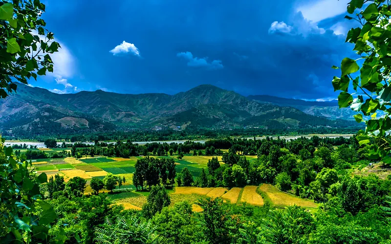 Scenic view of Kalam Valley in Pakistan with lush greenery and mountains, Khyber Pakhtunkhwa