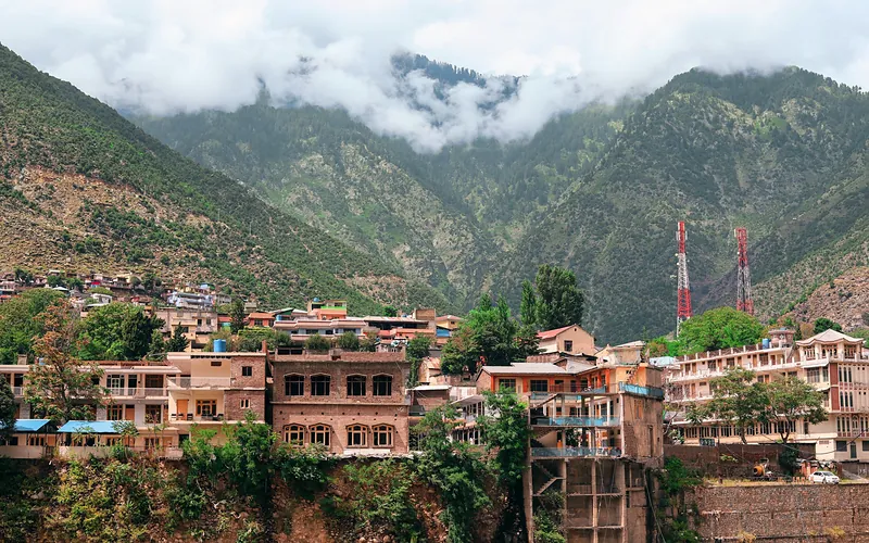Beautiful view of Kalam town with lush mountains in Khyber Pakhtunkhwa, Pakistan, Khyber Pakhtunkhwa