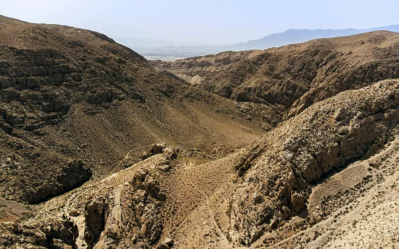 A stunning aerial view of the rugged mountain terrain near Quetta, Pakistan, Balochistan